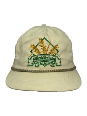 Vintage California Rice Festival Hat Grindley Rope Snapback Made USA